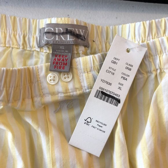 J Crew Cotton Poplin Pajama Pant In Stripe Yellow White XL - Picture 3 of 5
